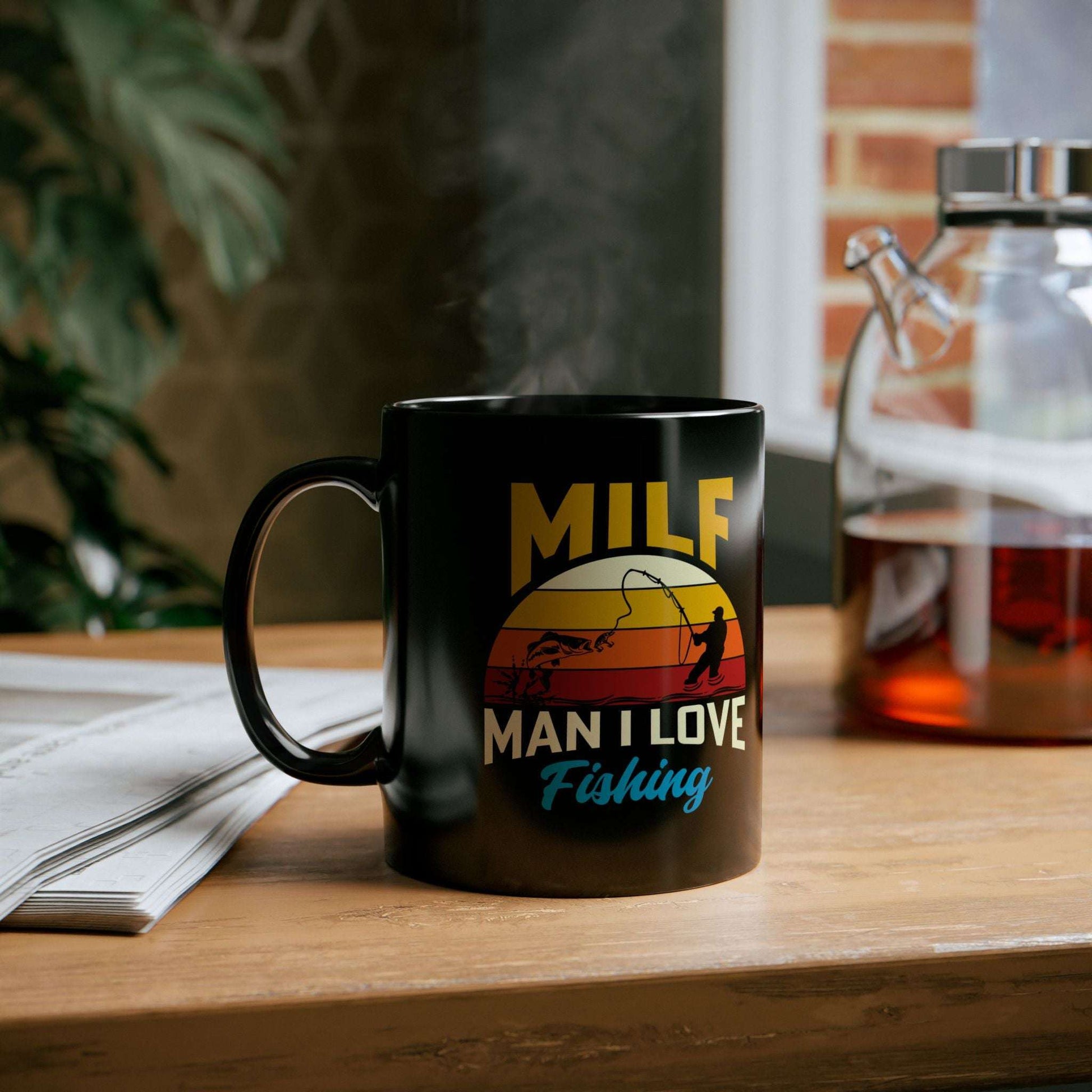 Funny Fishing Black Mug - MILF: Man I Love Fishing - Perfect Gift for Anglers