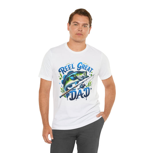 Reel Great Dad Fishing Tee - Unisex Jersey Short Sleeve Shirt for Father's Day