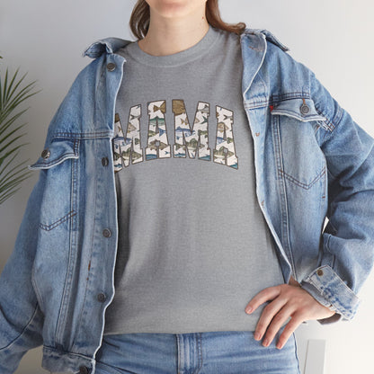 MAMA Fishing Distressed Design - Cool Unisex Heavy Cotton Tee with Casual Comfort for Every Occasion