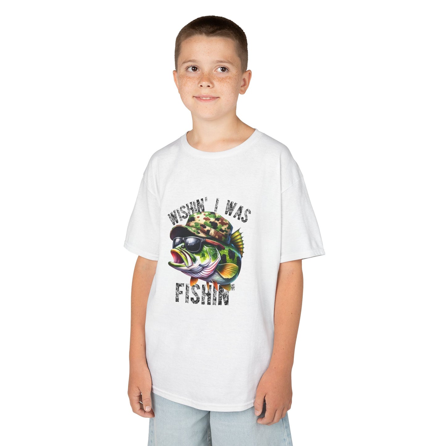 Kids Heavy Cotton™ Tee Wishin I Was Fishin