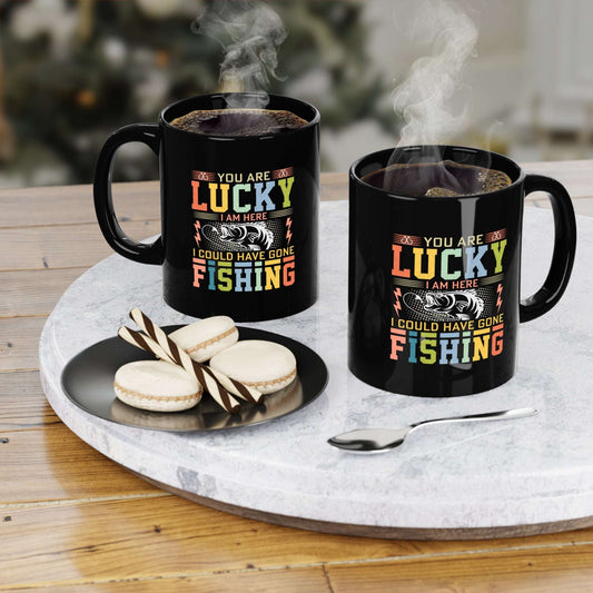 Funny Fishing Black Coffee Mug - Perfect Gift for Fishermen