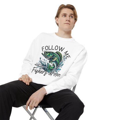 Unisex Garment-Dyed Sweatshirt - "Follow Me Fisher of Men" - Perfect for Anglers and Outdoor Enthusiasts