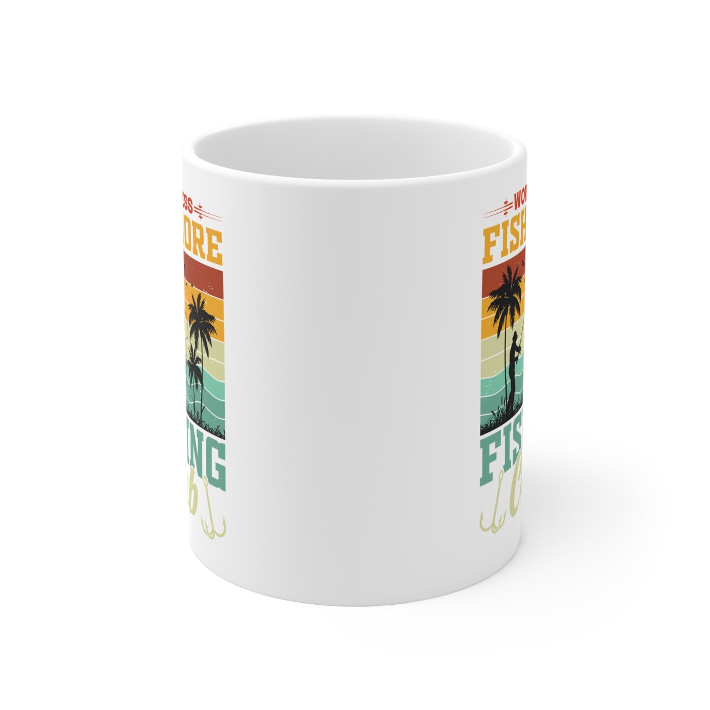 Fishing Club Mug - Work Less, Fish More Ceramic Coffee Cup for Anglers