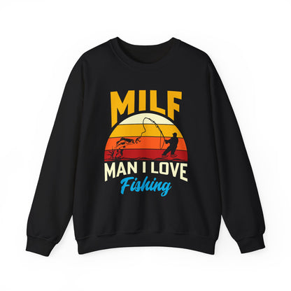 MILF Man I Love Fishing Crewneck Sweatshirt - Unisex Vintage Fishing Apparel
