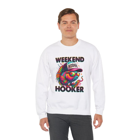Weekend Hooker Graphic Crewneck Sweatshirt | Fun Unisex Sweatshirt for Fishing Enthusiasts