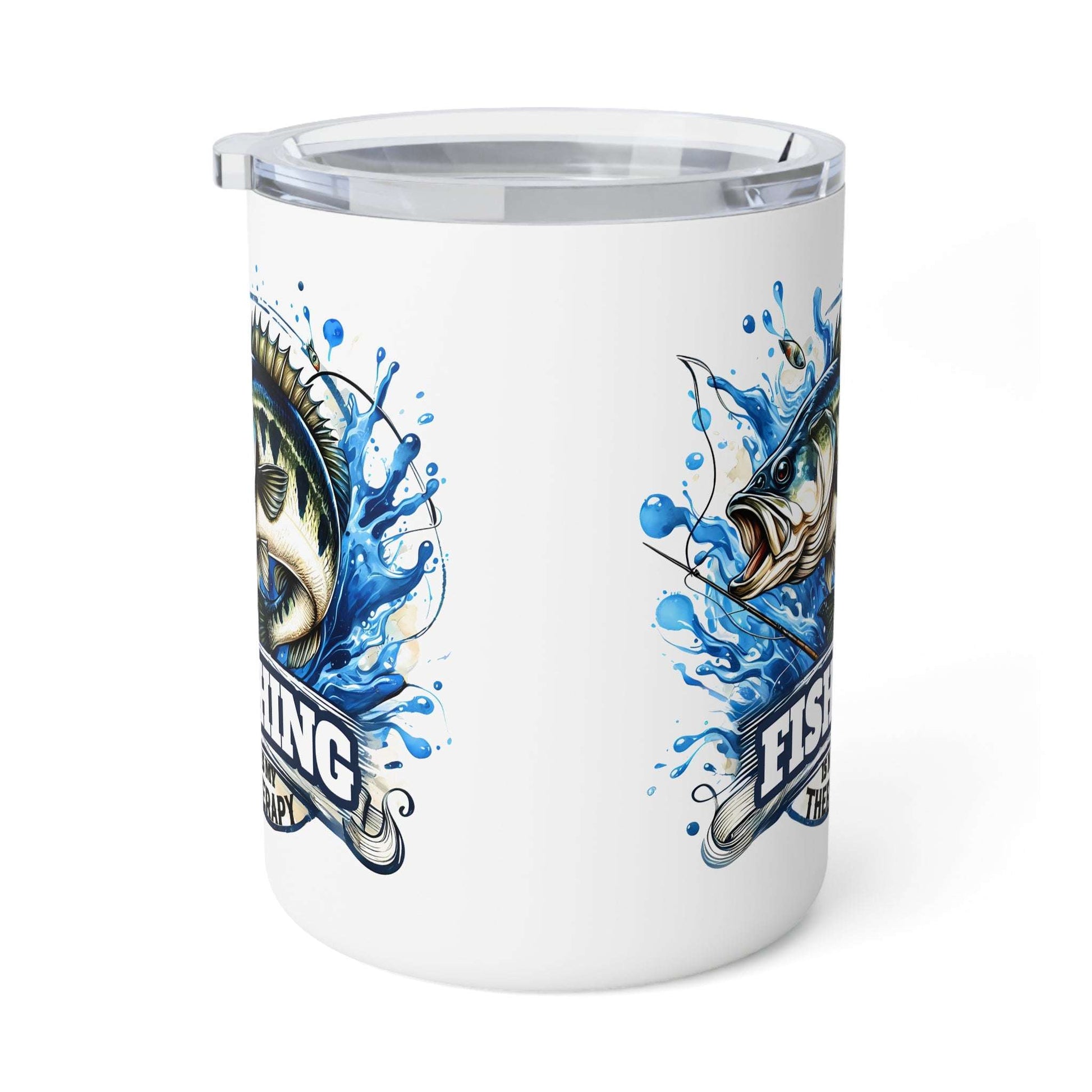 Fishing Enthusiast Insulated Coffee Mug - 10oz with Aquatic Design