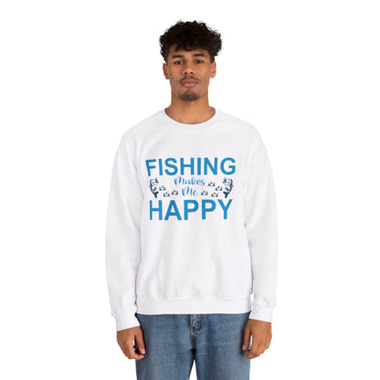 Fishing Makes Me Happy Crewneck Sweatshirt | Unisex Heavy Blend™