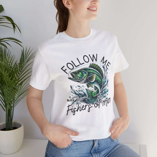 Fishing Enthusiast Tee - 'Follow Me' Short Sleeve Unisex Jersey Shirt