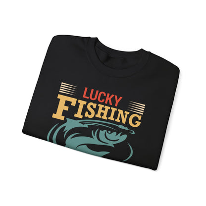 Lucky Fishing Crewneck Sweatshirt - Perfect Gift for Anglers