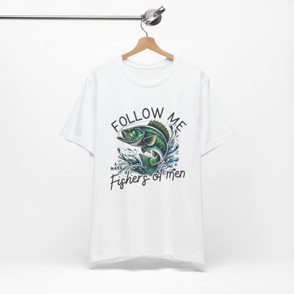 Fishing Enthusiast Tee - 'Follow Me Fishers of Men' Short Sleeve Unisex Jersey Shirt