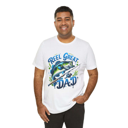 Reel Great Dad Fishing Tee - Unisex Jersey Short Sleeve Shirt for Father's Day