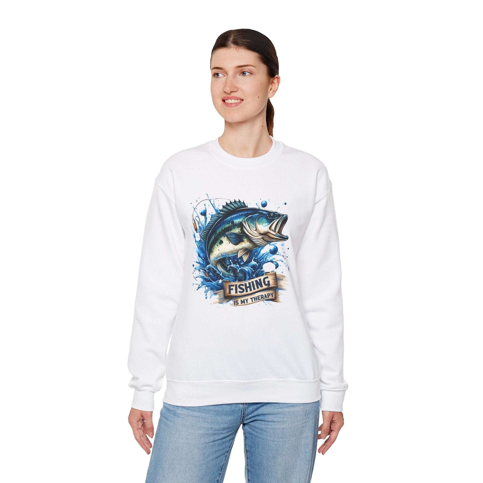 Fishing Therapy Crewneck Sweatshirt - Perfect for Anglers & Fish Lovers