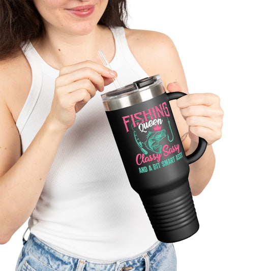 Fishing Queen Insulated Travel Mug - 40oz, Classy Sassy Design