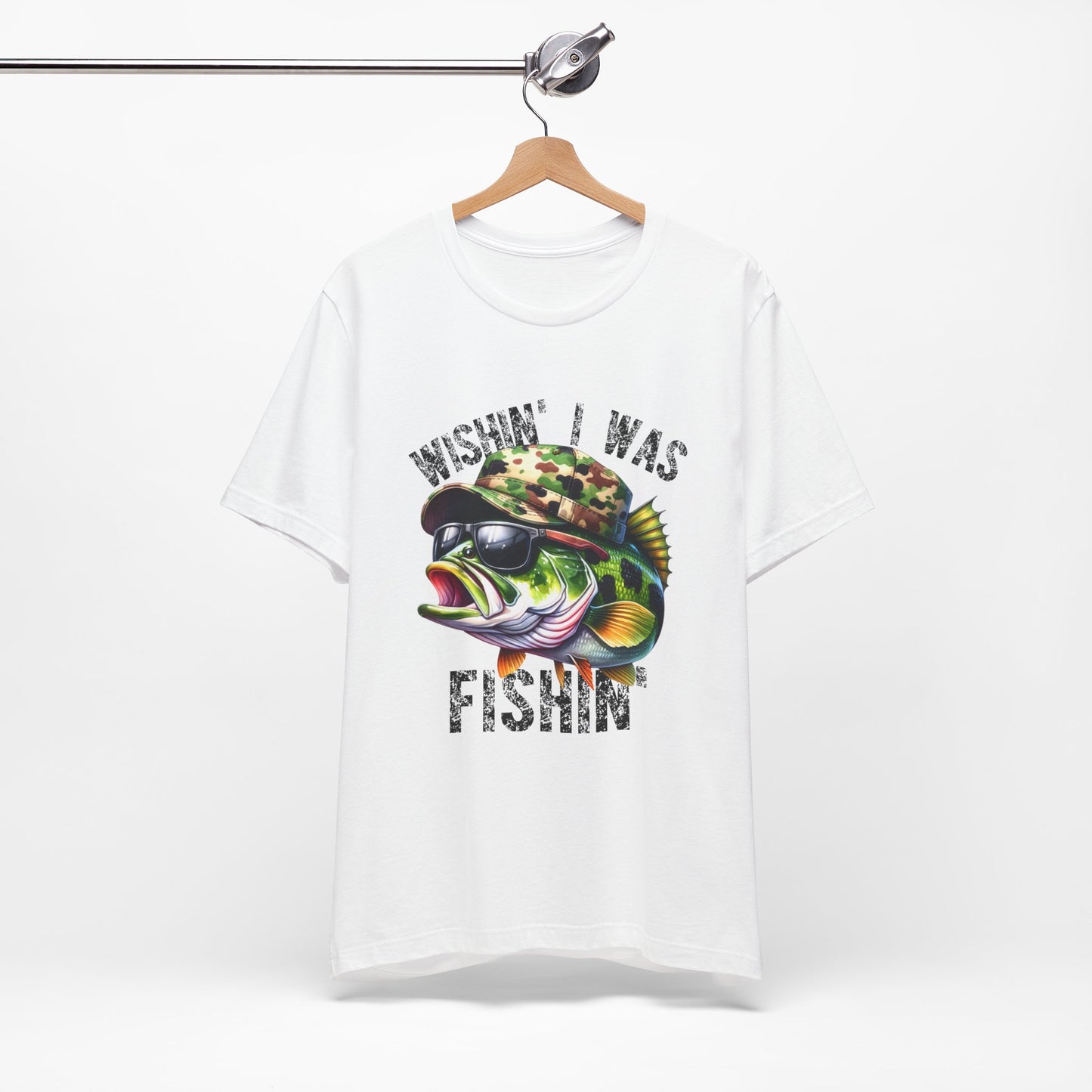 Fishing Enthusiast Unisex Tee - "Wishin' I Was Fishin'" Graphic T-Shirt
