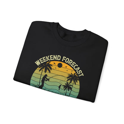 Weekend Forecast Fishing Crewneck Sweatshirt - Perfect Gift for Fishermen and Drink Lovers